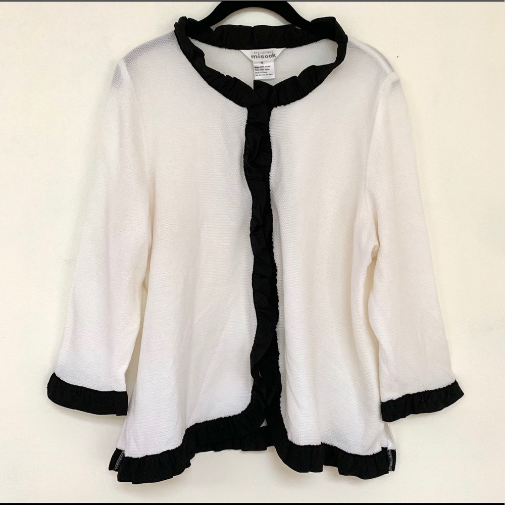 Exclusively Misook Cardigan Black White